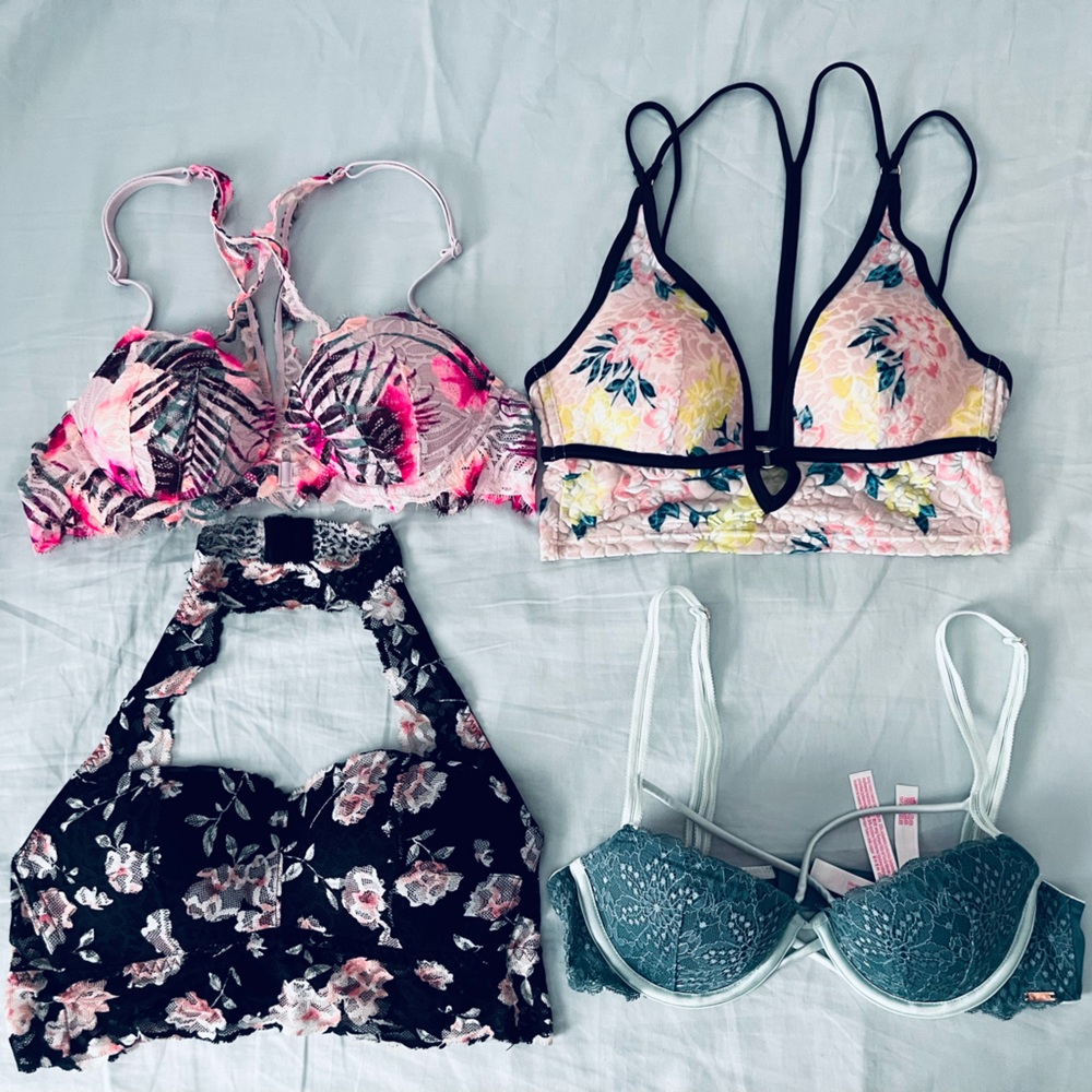 Victorias Secret PINK lot of 4 padded bras/bralettes, extra small sizes